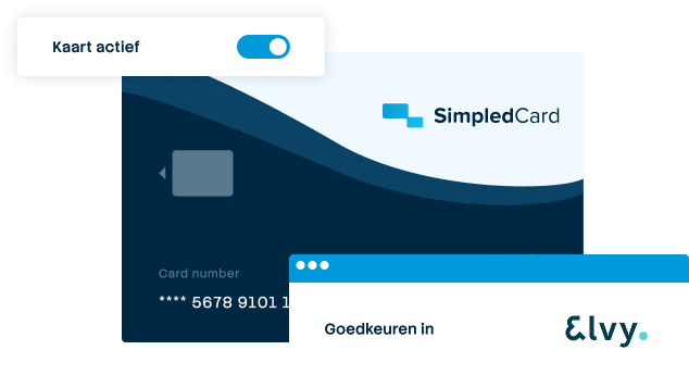 Die Elvy-Anbindung von SimpledCard: Optimieren Sie Ihre Geschäftsausgaben von der Zahlung bis zur Buchung – mit dem Elvy-Software-Logo.
